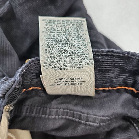 Dockers Corduroy Pants Men's 38x34 Black Straight Fit Flat Front‎ Chino 5 Pocket - Picture 9 of 14